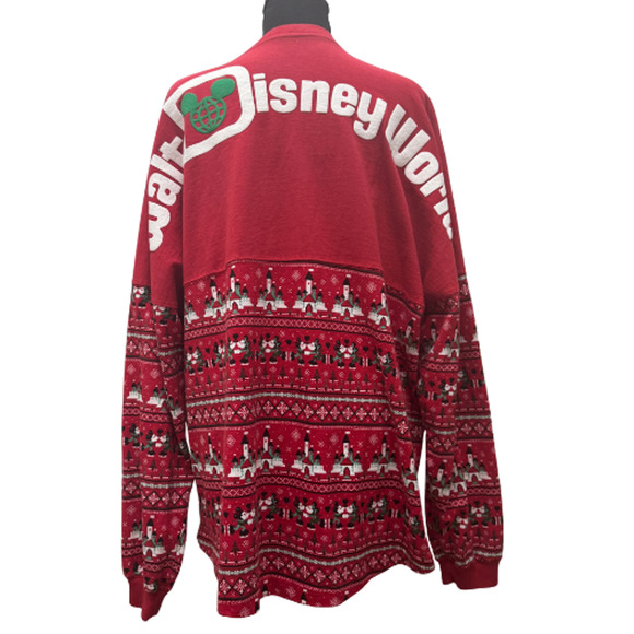 WDW Disney Spirit Jersey Christmas Holiday Fair Isle Red Size Large 1971 - Picture 6 of 11